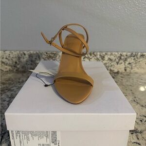 Women's Strappy Tan Ankle-Wrap Heel